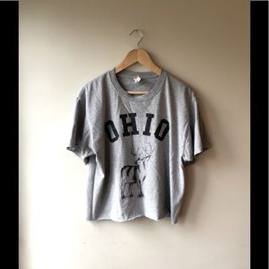 Cropped Ohio Tee Gray Deer Large Short Slv